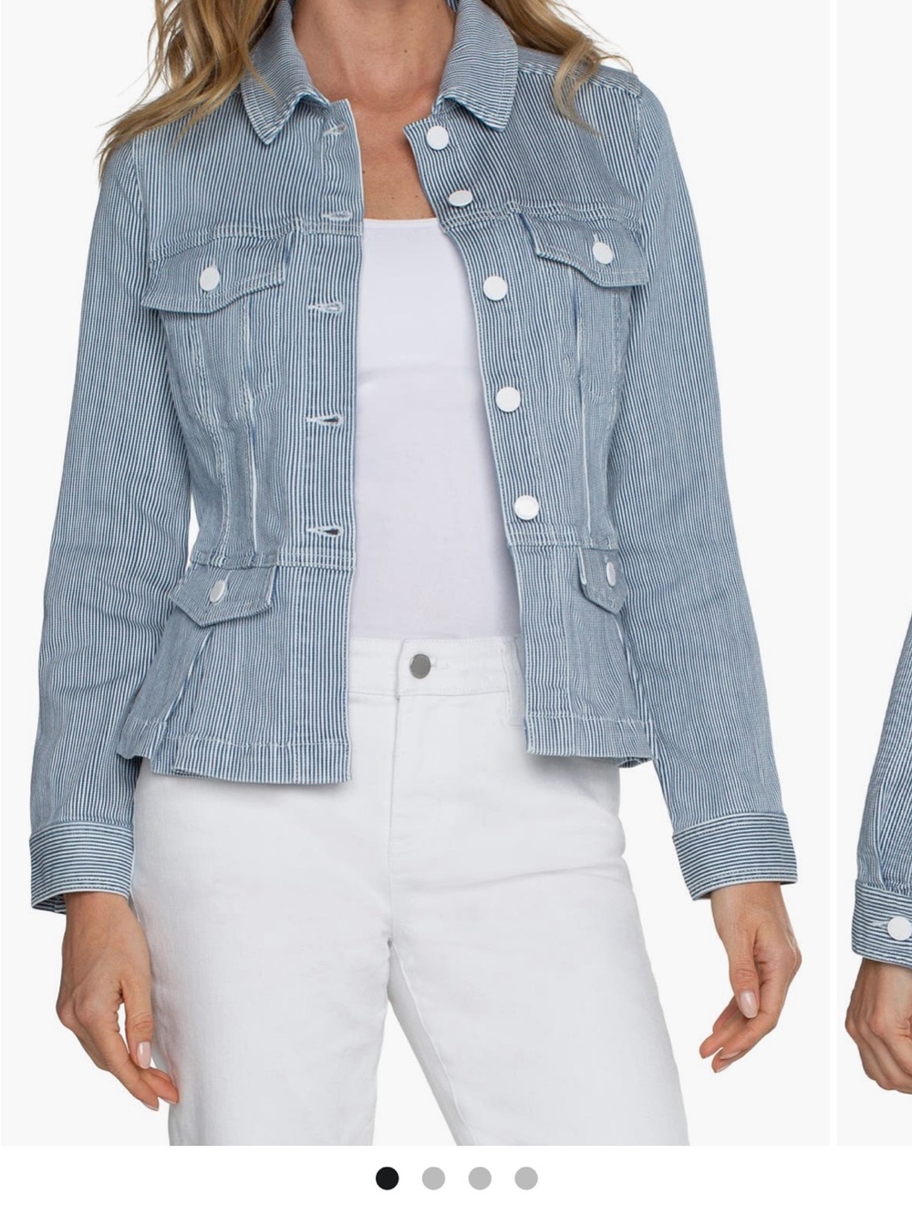 Liverpool Light Blue Striped Jean Jacket and pants set.